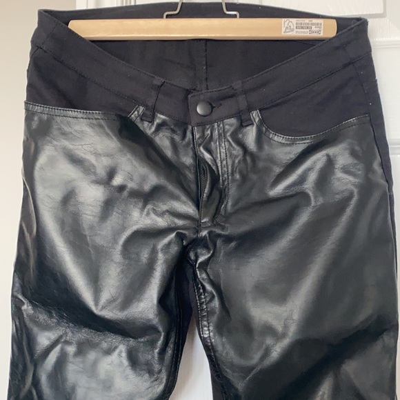 Black Pleather and Denim Pants - Picture 3 of 5